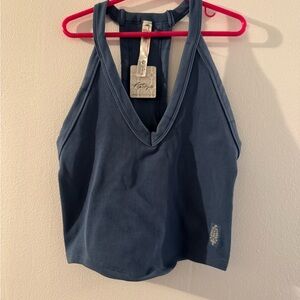 Women’s Free People Blue Ribbed Halter Top